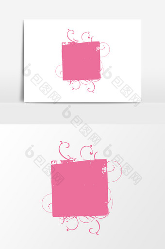 手绘粉色文本框元素图片