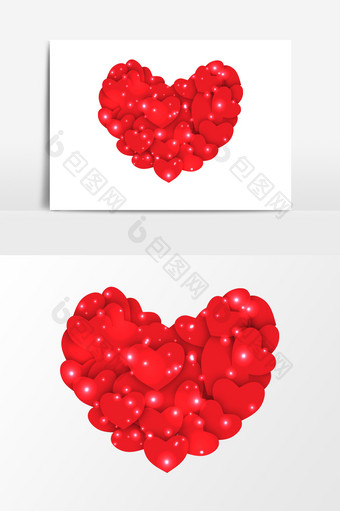 红色桃心叠加效果情人节元素图片