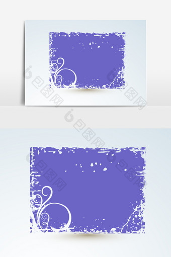矩形蓝色花纹文本框元素图片