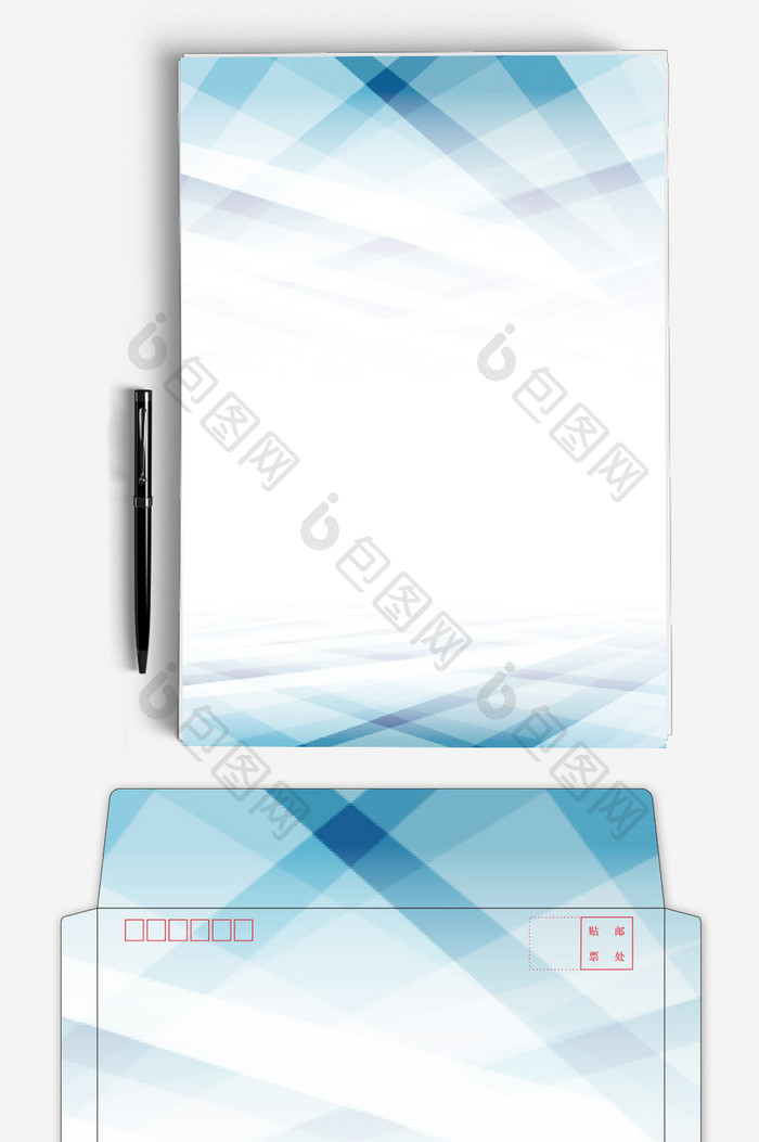 简约商业渐变信封信纸背景word模板