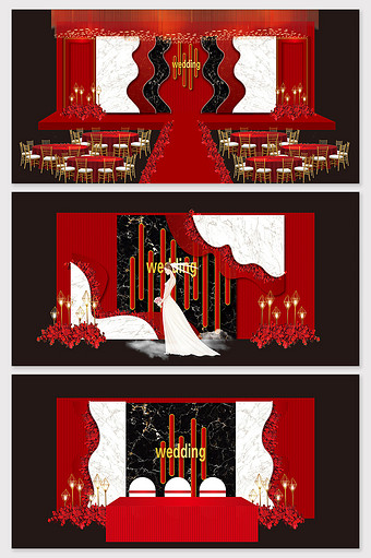 红色大理石欧式婚礼效果图图片