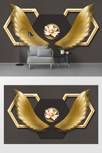 现代简约创意时尚天使翅膀铁艺装饰背景墙图片