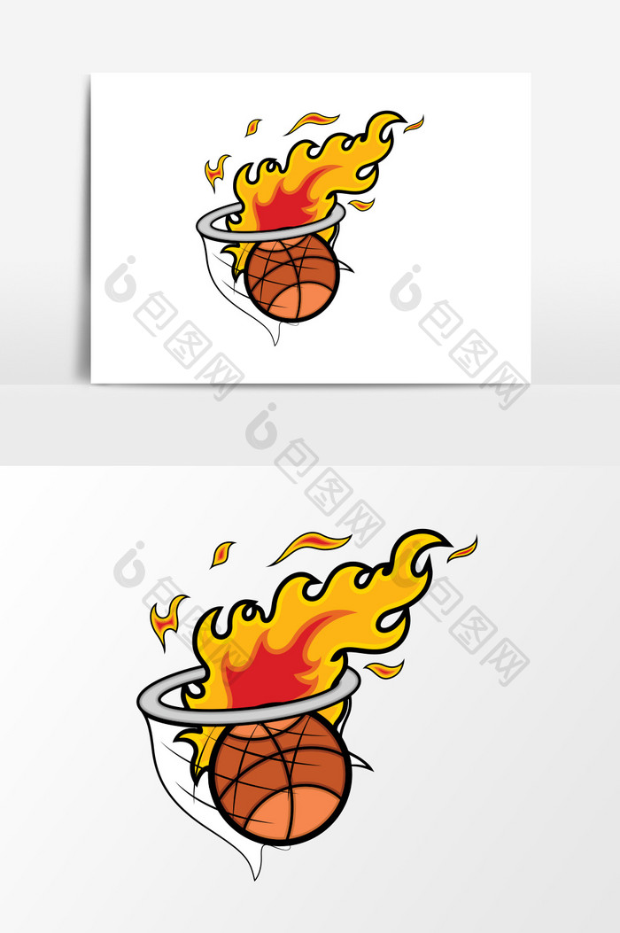 卡通篮球火元素设计
