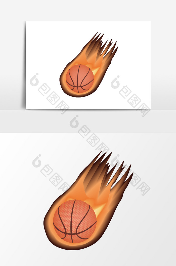 手绘卡通篮球火设计元素