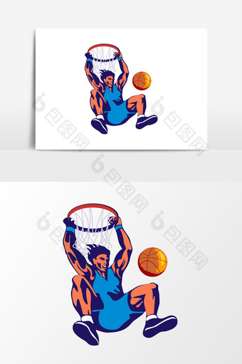 卡通打篮球篮球网设计元素图片