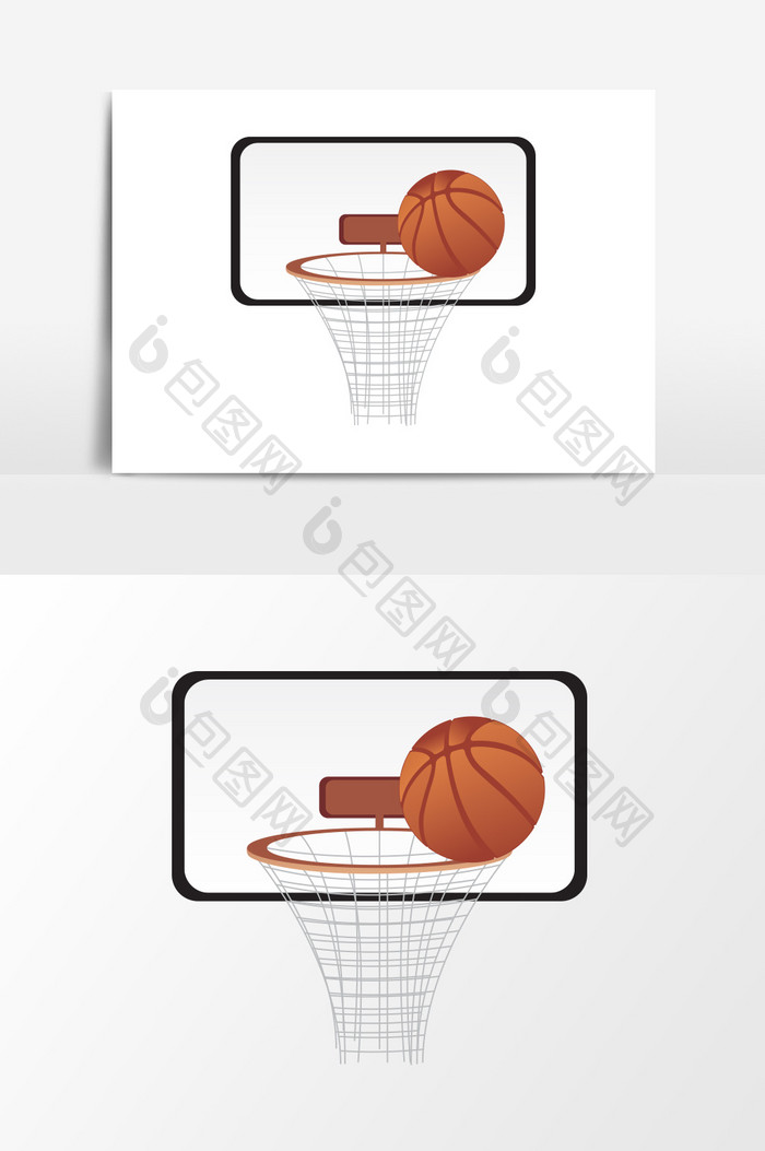 卡通篮球篮架设计元素
