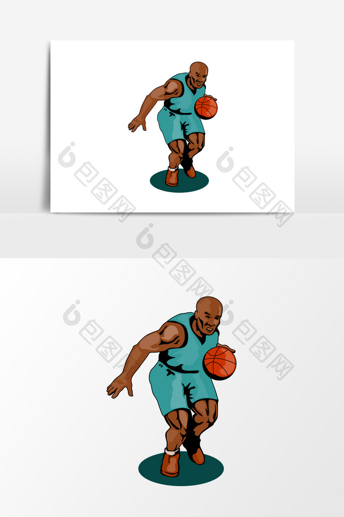 卡通打篮球运动元素
