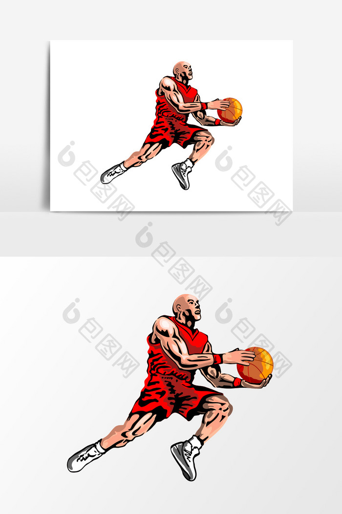 手绘篮球运动员元素设计