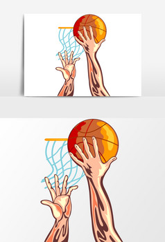 卡通投篮盾牌元素