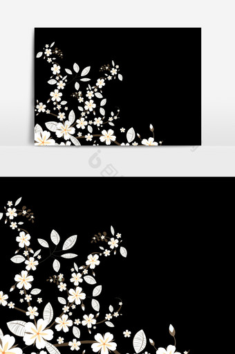 春天小白花花卉盛开装饰图案效果元素图片