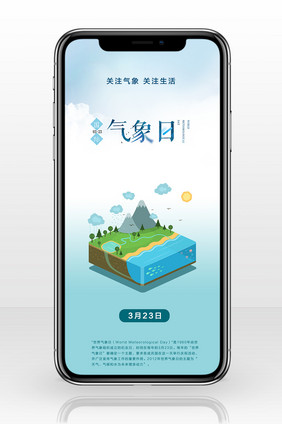国际气象日卡通大气手机海报图