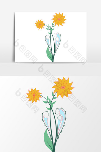 花卉小黄花盛开装饰图案花效果元素图片