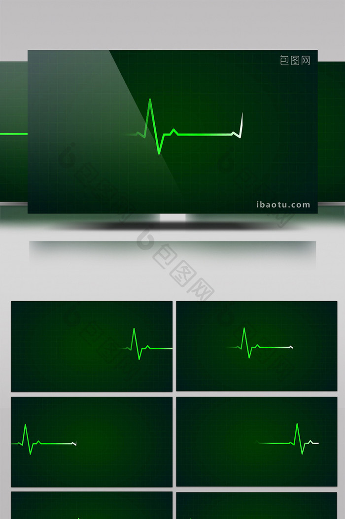 绿色色调跳动线条心跳数据合成背景素材