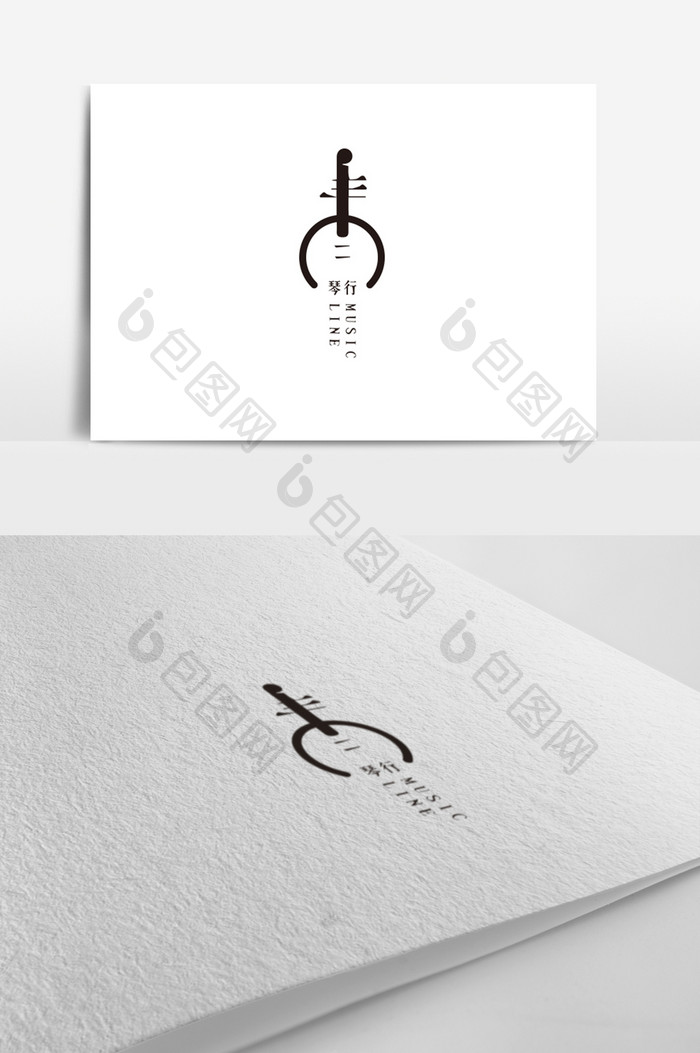 黑白大气复古中国风琴行logo标志设计