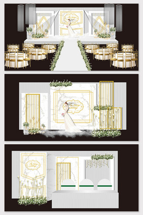 现代简约白色欧式大理石婚礼效果图