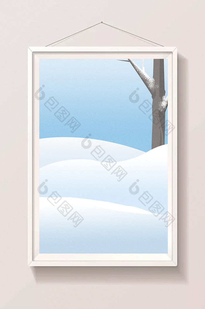 手绘冬天厚厚的雪地插画背景