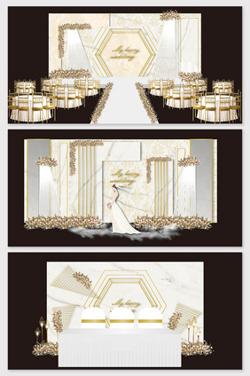 香槟色大理石欧式婚礼效果图