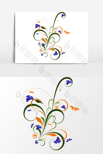 抽象花纹藤蔓花卉装饰效果元素图片