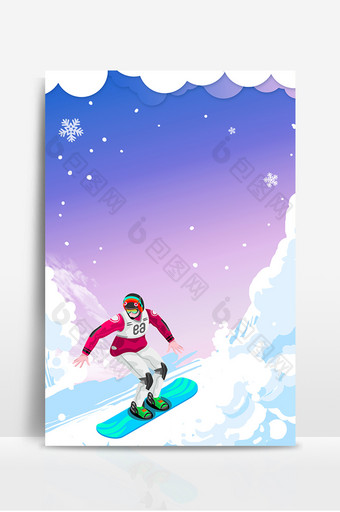 冬季冰雪节剪纸风滑雪背景图片