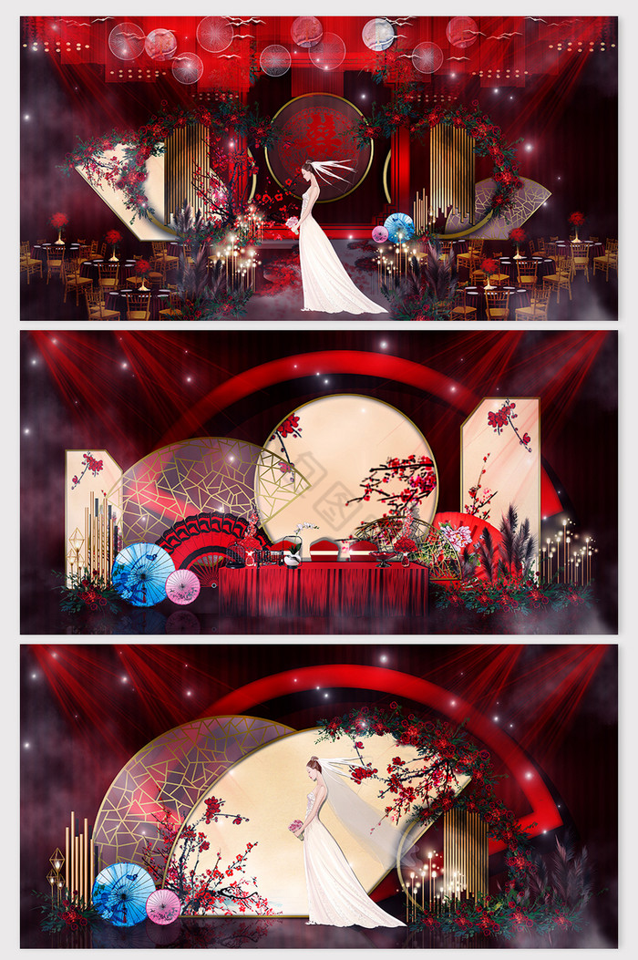 红色婚礼效果图-红色婚礼效果图图片素材-包图网