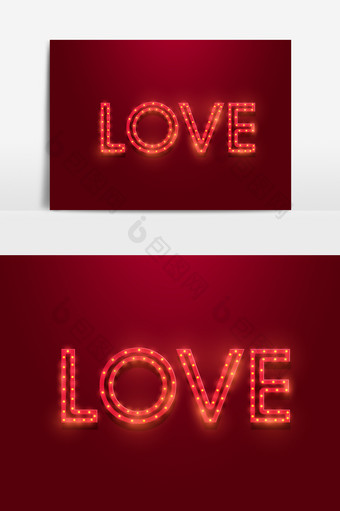 情人节霓虹love浪漫温馨字牌发光字元素图片