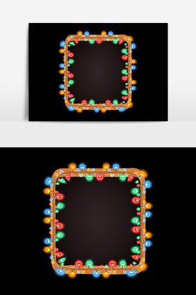 彩色创意方形灯管边框元素设计
