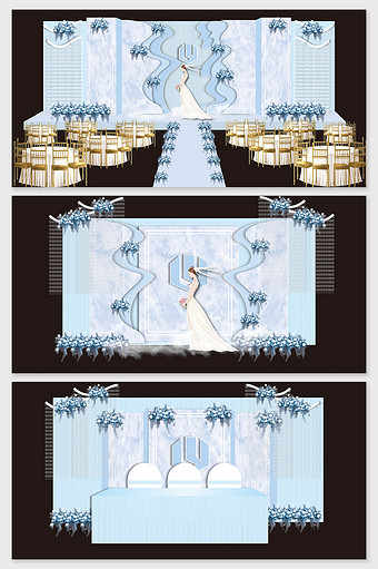 蒂芙尼蓝色大气大理石纹理婚礼效果图图片