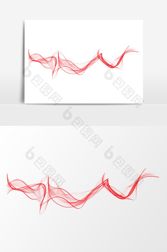 唯美红色线条飘带装饰图案波浪效果元素图片