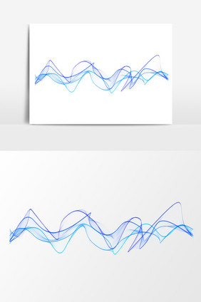 科幻蓝色线条飘带装饰波浪效果元素