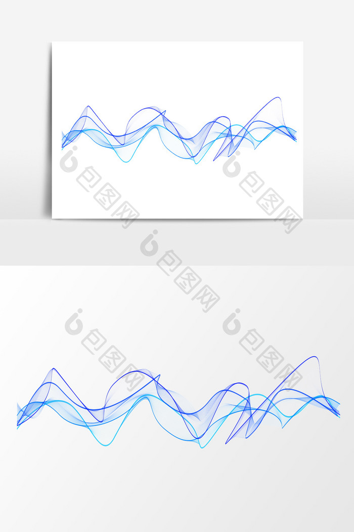 科幻蓝色线条飘带装饰波浪效果元素