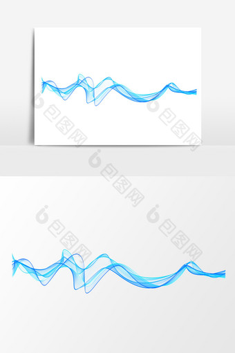 唯美科幻蓝色线条波浪装饰效果元素图片