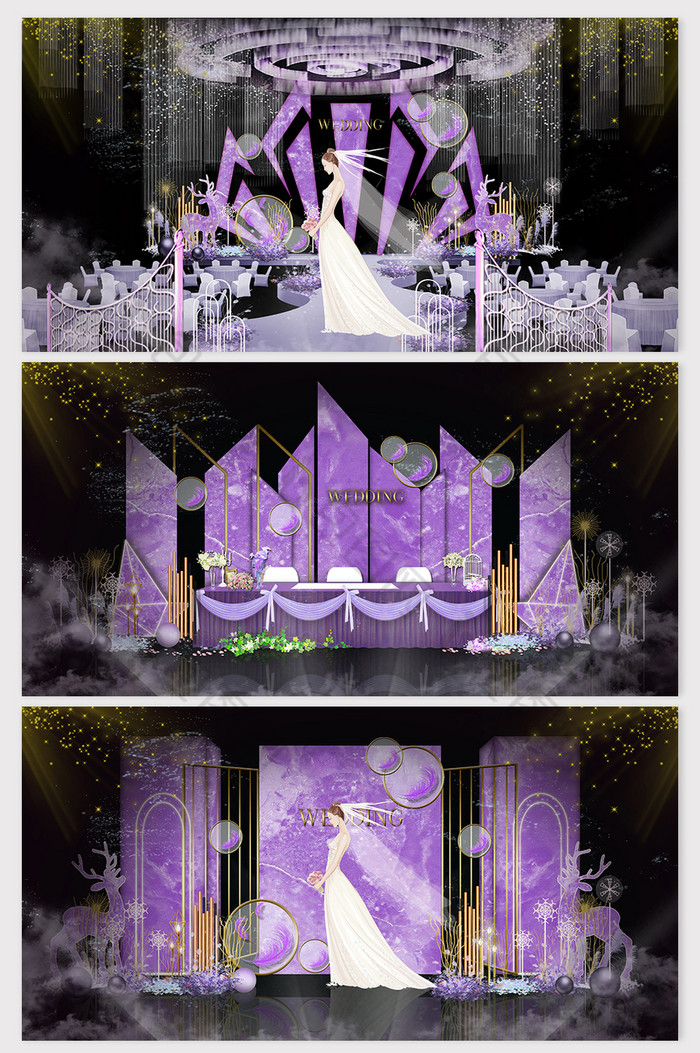 清新梦幻紫色大理石婚礼效果图图片图片