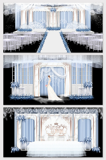 简约蓝色大理石欧式婚礼图片