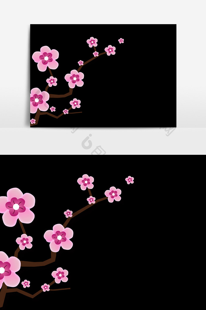 手绘粉色梅花设计元素
