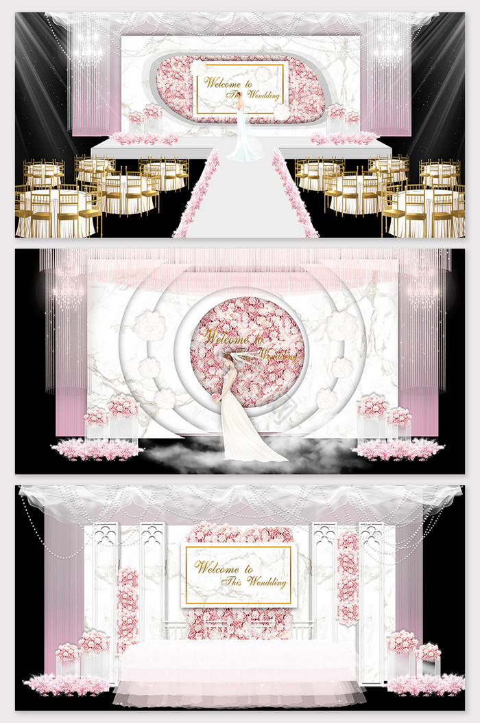 粉色欧式大理石婚礼效果图图片