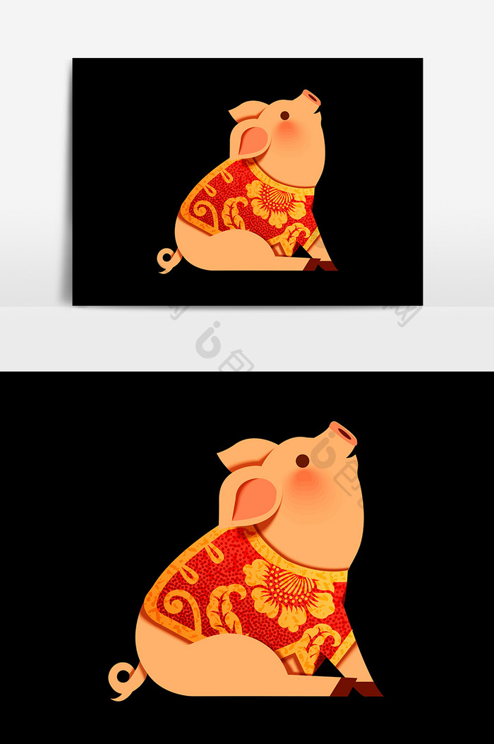 手绘可爱小猪设计元素