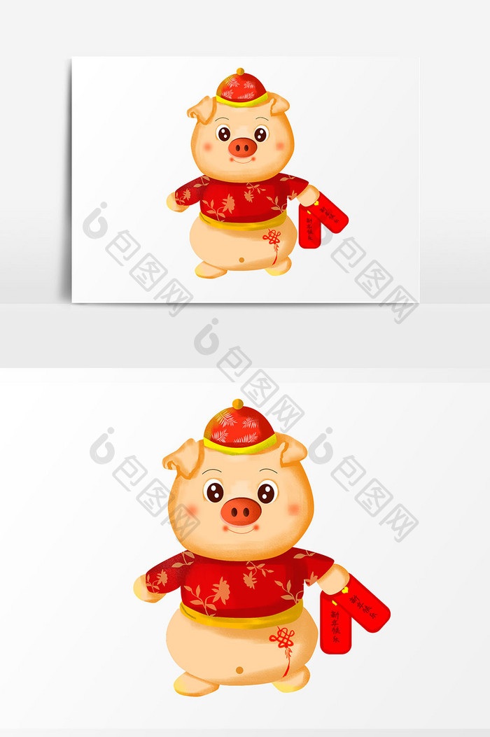 中国风卡通猪福娃元素设计