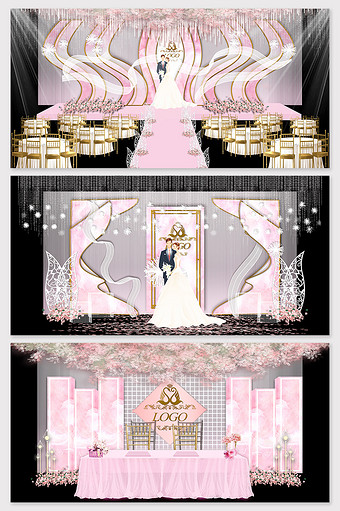 现代简约唯美粉色大理石婚礼效果图图片