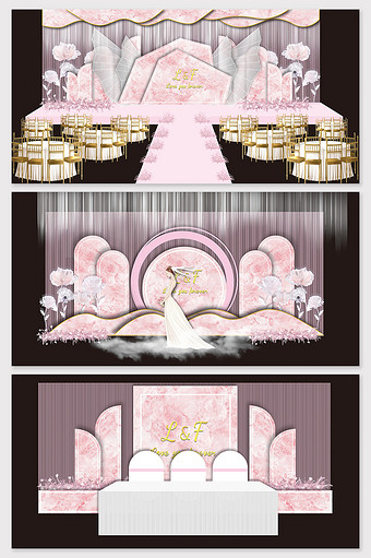 粉色欧式大理石婚礼效果图图片