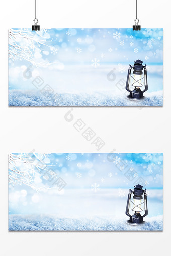 二十四节气大寒冬季清新雪景油灯背景图片