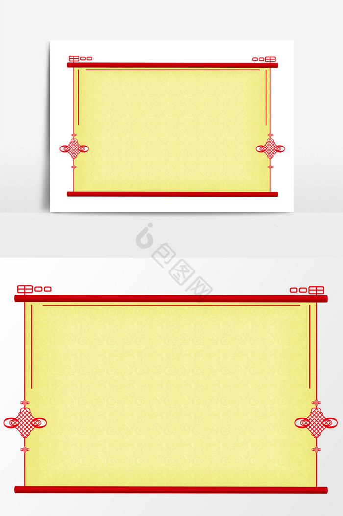 新年中国结卷轴文字ai边框图片