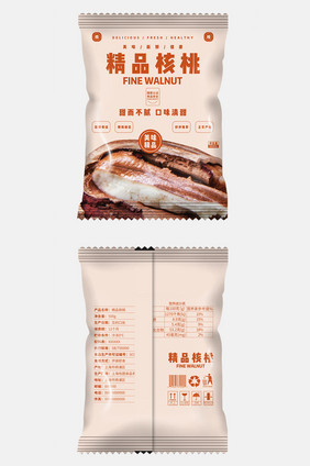 休闲食品简约精品核桃食品包装设计