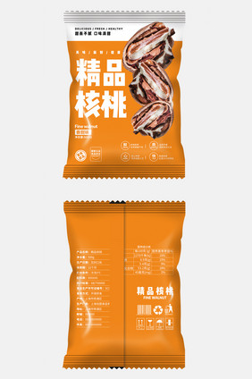 金色简约核桃食品包装设计