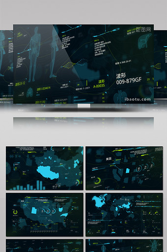 科技感信息数据图表HUD动画元素AE模板图片