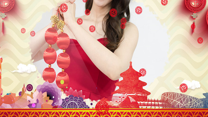 中国风新年贺岁节日祝福视屏框AE模板