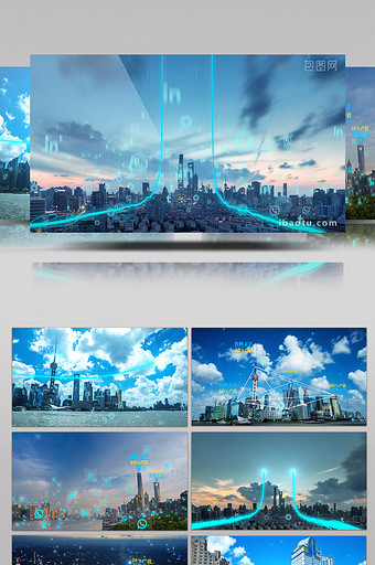 大气科技企业宣传片城市粒子穿梭AE模板图片