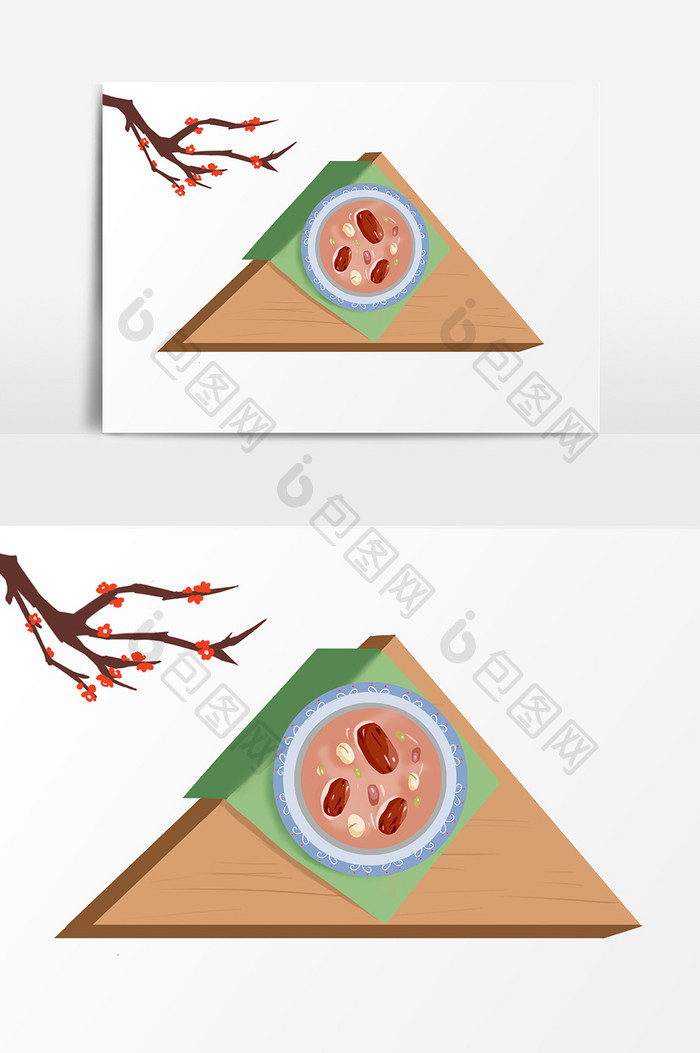 腊八节腊八粥梅花插画简约元素