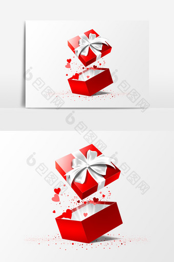 红色温馨礼盒礼物桃心情人节元素图片