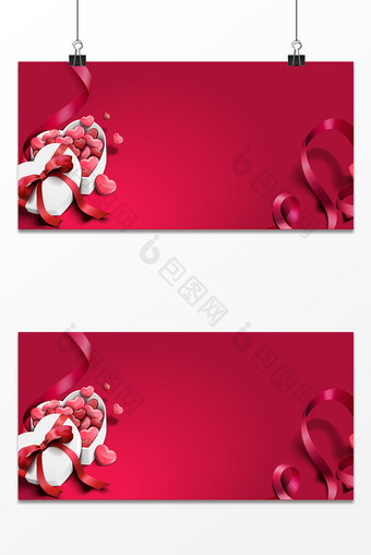 红色礼物盒情人节彩带背景图片