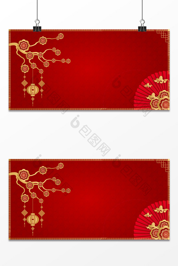 红色喜庆简约中国风金色庆典春节背景